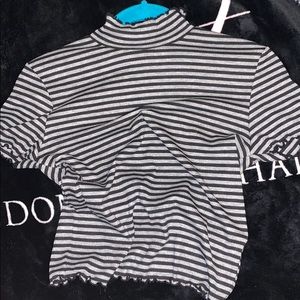 tight turtle neck striped shirt